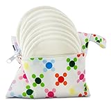 Washable Organic Bamboo Nursing Pads 8 pack (4 pair) with Laundry Bag - Natural and Reusable, Ultra Soft, and Super Absorbent for the Ultimate Luxury Breast Pad - By Serenity Bamboo