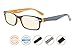 Reduce Eyestrain,Anti Blue Rays,UV Protection Computer Reading Glasses(Black-Yellow,Amber Tinted Lenses) +2.0