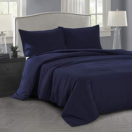 OAITE Duvet Cover,Protects and Covers Your Comforter/Duvet Insert,Luxury 100% Super Soft Microfiber,Queen Size,Color Silver Gray,3 Piece Duvet Cover Set Includes 2 Pillow Shams (Deepblue, Queen)