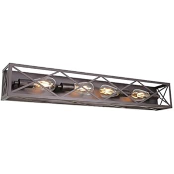 MELUCEE Farmhouse Wall Sconce Lighting 4-Light Bathroom Vanity Light Fixtures Oil Rubbed Bronze Finish, Industrial Wall Lamp for Kitchen Foyer Bedroom