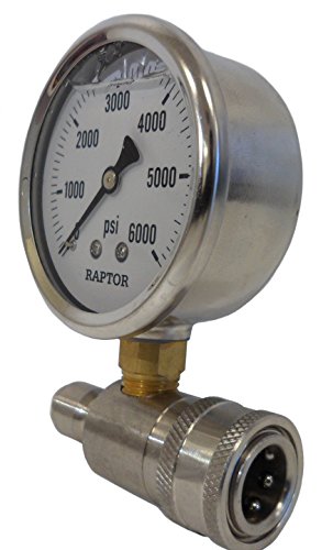 Ultimate Washer UW16-PW173B Pressure Gauge & Adaptor for Pressure Washers, Stainless Steel, 6000 PSI Rated