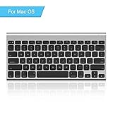 Rechargeable Bluetooth Keyboard for Mac OS, Jelly Comb Ultra Compact Mini Wireless Keyboard Compatible for MacBook, MacBook Air, MacBook Pro, iMac, and iMac Pro - Silver and Black