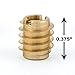 E-Z LOK Knife Threaded Insert for Hard-Wood, Brass Thread Inserts 4-40 Internal Threads, 0.375