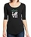 Women's Eagles Love SPARKLE T-Shirt - Half Sleeve Scoop Neck - Tri-Blend - SOFT FEEL,Black,Medium