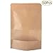 SumDirect Kraft Stand Up Pouches - 50Pcs Resealable Kraft Paper Stand Up Bags with Window, Zipper Disposable Food Storage Bags for Home or Business (50, 5.5x7.8inch)