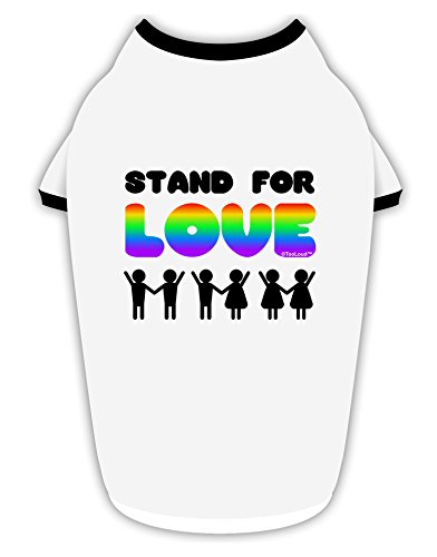 TooLoud Stand For Love Rainbow Cotton Dog Shirt White with Black Large
