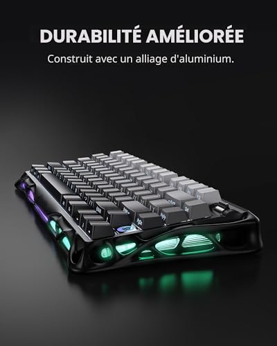 GravaStar Mercury K1 Mechanical Gaming Keyboard with BT5.0/2.4G/Type-C, 75% Gasket RGB Backlit Gamer Keyboard, Pre-Lubricated Linear Switches QWERTY Compatible (Black)