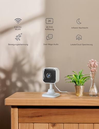 GNCC 2K 3MP Indoor WiFi Camera with Night Vision 2.4/5GHz, Kit 4 | Baby Monitoring, Motion Detection, Two-Way Audio, App Control, SD Storage and Cloud