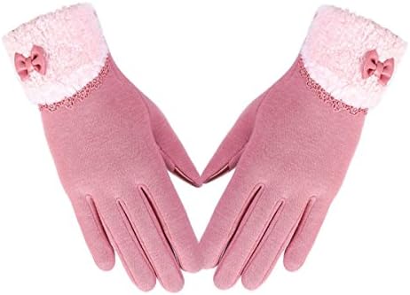 Iuway Women's Screentouch Thick Warmer Weather Winter Gloves with Bowknot (Style1-Pink)