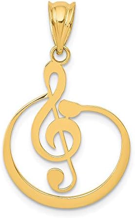 14K Yellow Gold Jewelry Pendants & Charms Solid 18 mm 27 mm G Clef Musical Note Pendant