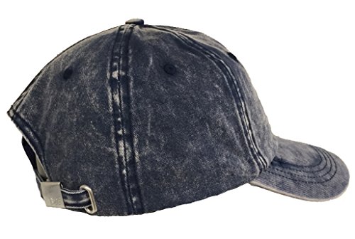 Unisex 100% Cotton Plain Baseball Hat - Washed Cap With Buckle Closure on Back (Navy)
