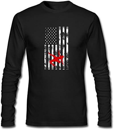 Man Wrestling Wrestler USA Flag Pride Cotton Athletic Long-Sleeve T-Shirt Crew