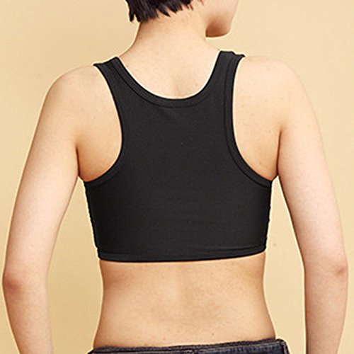 BaronHong Mesh Chest Binder Short Corset Sport Bra for Tomboy Lesbian(Black,S)