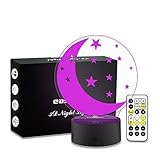 Easuntec Kids Night Light Moon Star Night Light 7 Colors Change with Timer Remote Perfect All-Night Companion for Kids Gifts for Kids(Moon Star)