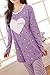 Lasher Women's Happy Heart Printed Sleepwear Sets Long Sleeve Pajamas Nightwear