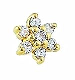 24k Gold Plated Flower dermal top plated over 316l Surgical Steel (14g) (internally threaded)(1 piece) (Gold)