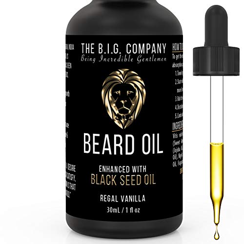 Beard Oil for Growth Formulated for Thicker, Fuller Beard and Moustache - Regal Vanilla Scent - Improves Beards Texture, Dandruff & Dryness - 24h Non-Greasy Deep Conditioning - Made in Canada - 1oz
