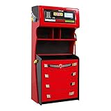 CilekRace Car Dresser W/ ShelvesGTS 4 Drawer ChestChildrens Extra Storage Dresser Red