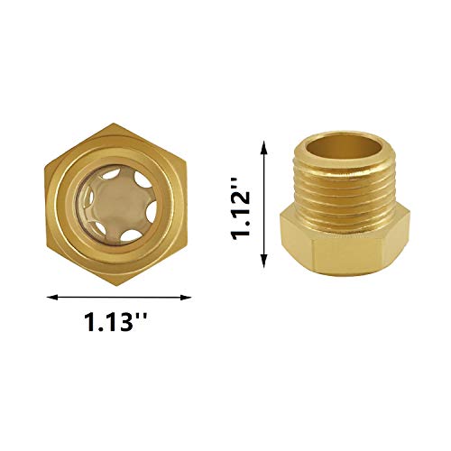 Fanovo Set of 2 3/4'' Male Sight Glass Checks Coolant Level or Air Compressor Heavy Duty Solid Brass Sight Glass Super Transparent Glass Sight Window Glass Oil Sight Gauge Easily Threading