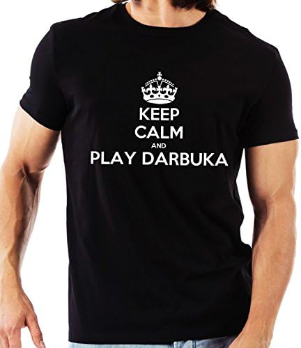Keep Calm and Play darbuka Unisex T shirt Personalised Unusual Tee in Black