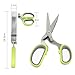 CETHIAS Herb Scissors,Multipurpose Kitchen Stainless Steel Shear with 5 Blades & Cover with Cleaning Comb & BONUS Cleaning Brush,Green