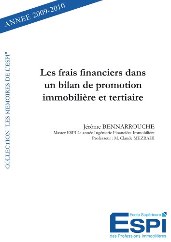 Les  frais financiers dans un bilan de promotion immobilière et tertiaire