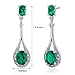 Peora Simulated Emerald Dangle Earrings for Women 925 Sterling Silver, Halo Drop 3.50 Carats total Oval Shape, Friction Backs, Sparkling Green Earrings, May Birthstone