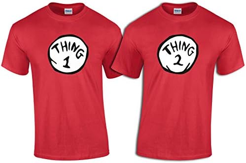 Hobbynica Thing 1 Thing 2 Youth Shirt - Thing 1-6 Halloween Costume - Thing 1 Thing 2 T Shirt Red