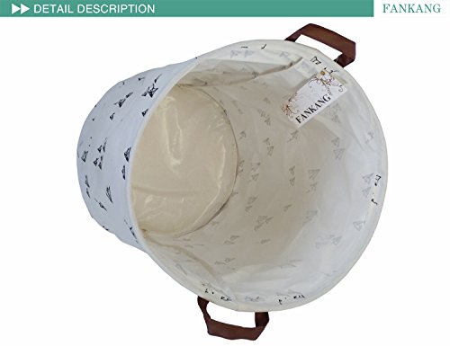 FANKANG Storage Bins, Nursery Hamper Canvas Laundry Basket Foldable with Waterproof PE Coating Large Storage Baskets for Kids Boys and Girls, Office, Bedroom, Clothes,Toys (Plane)