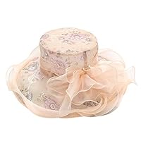 Geetobby Womens Wide Brim Flower Straw Hat Floppy Foldable Roll up Cap Beach Sun Hat UPF 50+ Bridal Tea Party Wedding Hat