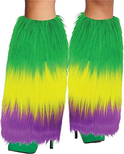 Mardi Gras Furry Leg Covers, One Pair, Costume Accessories for Adults Men And Women By 4E's Novelty