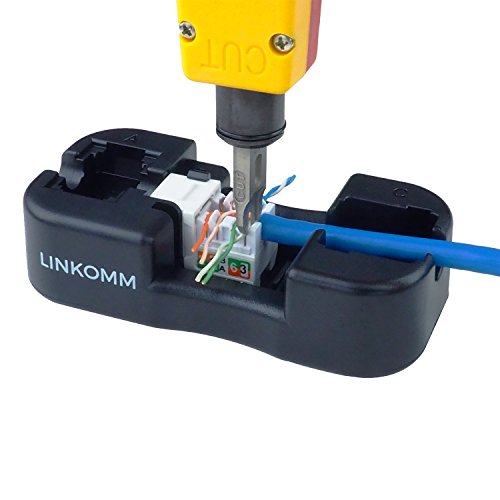 LINKOMM 25 Pack RJ45 Cat5e Keystone Jack with Punch Down Termination Palm Holder, White