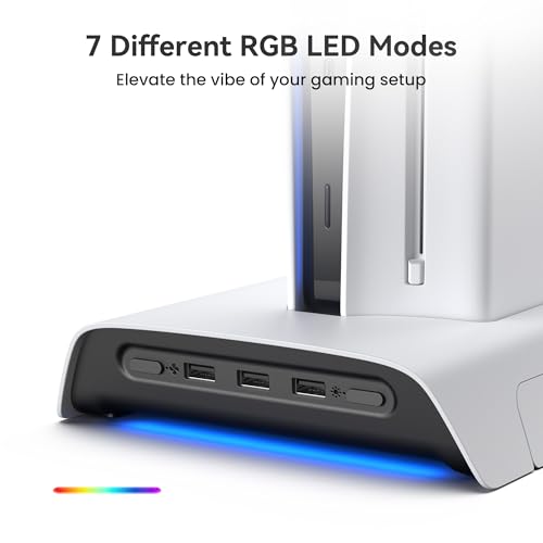 KIWI design D3 Cooling Stand and Charging Station PS5 Slim with RGB Controller, Charger for PS5 Controller, PS5 Slim Accessories with 2 Level Cooling Fan