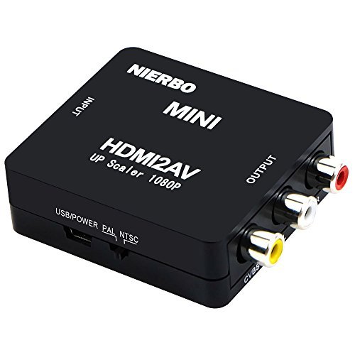 NIERBO HDMI a RCA AV Adaptador, Conversor de señal Compatible HDMI,Conversor de HDMI a RCA Soporte PAL/NTSC Interruptor