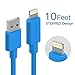 iPhone 8 Charger, Apple Certified Cambond 10 ft iPhone 7 Cable 8 pin Stepped Lightning Cord for iPhone X / 8/8 Plus / 7/7 Plus, iPad Air 2 Mini 2/3 / 4, iPad Pro, iPad 4th (Blue)