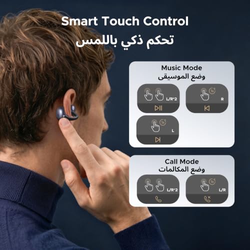 UGREEN S3 Air Wireless Earbuds, Open-ear Clip On Earbuds, Hijab-Friendly Ultra Comfort, 35H Battery for 1 Week Using, High Quality Sound, AI Clear Calls (Black)