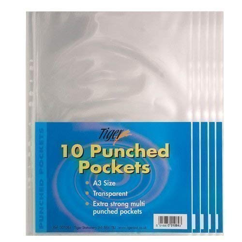 2x50 Pack of A3 Portrait Strong Plastic Poly Punch Pockets Wallet Sleeves Clear Finish