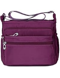 Crossbody Bag for Women Waterproof Shoulder Bag Messenger Bag Casual Canvas Purse Handbag (Large, Purple)