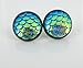 Summerfield Collection Antiqued Gold-tone Metallic Mermaid Scale Stud Earrings 12mm (Green/Blue AB)
