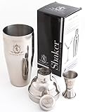 Professional Classy & Elegant 3-Piece 24oz Stainless Steel Martini and Cocktail Shaker SET / 180 Recipes / Built in Strainer & Jigger / at Home Bar Ware Set / Premium Bartender Tool / Liquor Mixer