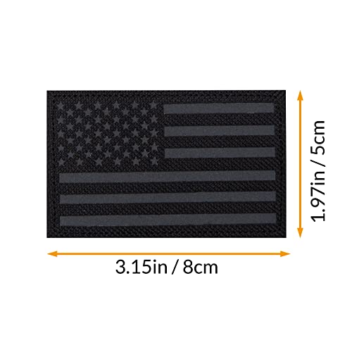 2Pcs IR Reflective Tactical Morale Flag Patch American Flag US United States of America Military Uniform Emblem Patches Balck