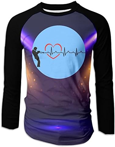 Trumpeter Heartbeat Player Lover Mens Comfy Casual Raglan Baseball Long Sleeve T-Shirts Shirts Home XL Crewneck