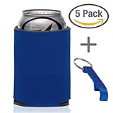 5-Count Royal Blue Can Cooler Party Packs With Bottle Opener, 7 Colors To Choose From, Economy Blank 12 oz. or 16oz. Can Coolers Perfect for Weddings, Events, and Custom DIY Projects
