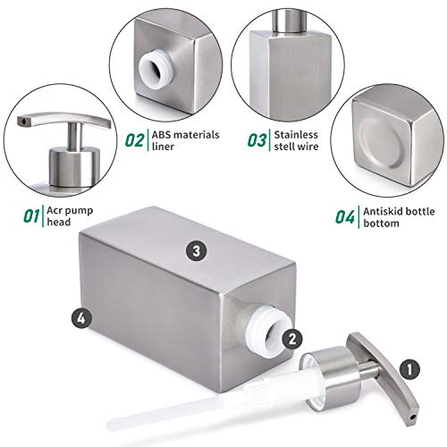 ZeMooon Dish Soap Dispenser for Kitchen - Stainless Steel Hand Liquid Soap Dispenser Pump Bottle for Kitchen or Bathroom Counter Rust Leak Proof (10 Oz/300ML)