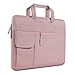 MOSISO Polyester Flapover Shoulder Bag Compatible with 15-16 inch Laptop, Pure Beige Pink