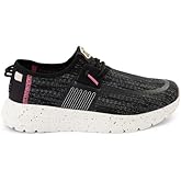 HEYDUDE Women's Sirocco W Sport Stripe Black/Pink Size 7 | Women's Shoes | Women Slip-on Sneakers | Comfortable & Light-Weight