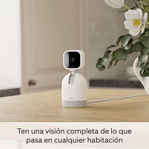 Câmera mini pan-tilt blink | câmera de segurança inteligente interna giratória com plugue, áudio bidirecional, vídeo hd e detecção de movimento, compatível com alexa (preto)