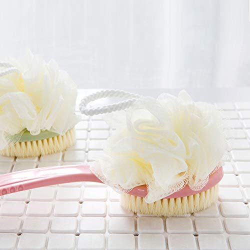 Houkiper Body Bath Shower Brush with Bristles and Loofah Sponge Back Scrubber Bath Mesh Sponge with Curved Long Handle for Skin Exfoliating Bath Massage Suitable for Wet or dry, Men and Women - Thumbnail 6