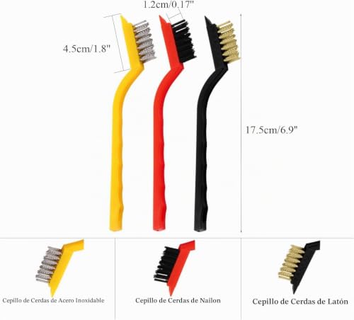 DuDuZui Set of 11 Crevice Cleaning Brushes, 6 Colorful Gap Cleaning Brushes, 3 Brass/Stainless Steel/Nylon Wire Brushes, 2 Scraper Tools