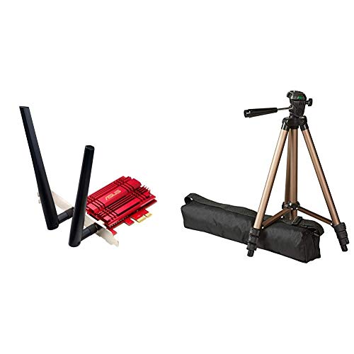 ASUS PCE-AC56 Carte PCIe Wi-Fi double bande AC1300 & AmazonBasics 127cm (50") Lightweight Tripod with Bag